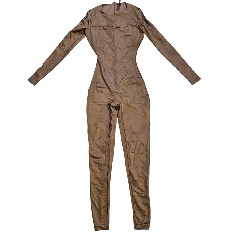 NWT Skims All-In-One Scoop Long sleeve Bodysuit Caramel AP-BSF-2216 Size XS
